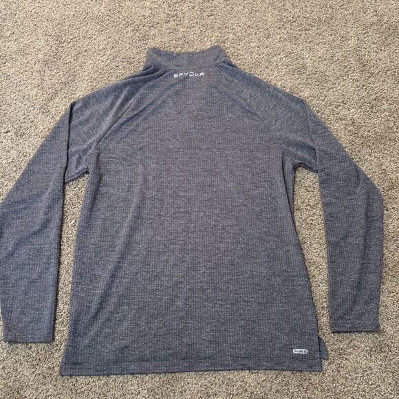Spyder 1/4 Zip Gray Mens Spyder PROWEB Base Layer Shirt Size Medium Thermal Snow - Picture 10 of 10